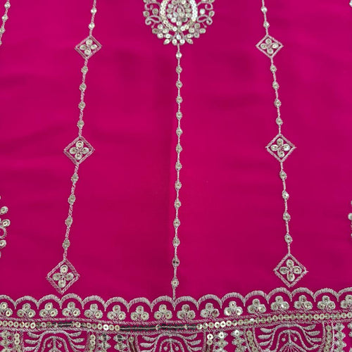 Pink Color Sequence Work Designer Georgette Palazzo Suit
