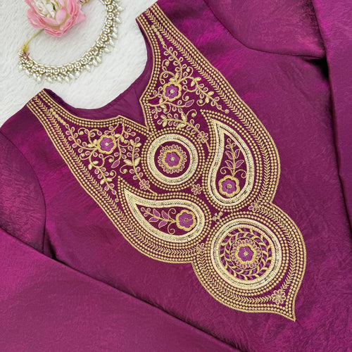 Dark Pink Color Party Wear Thread Sequence Work Sharara Suit
