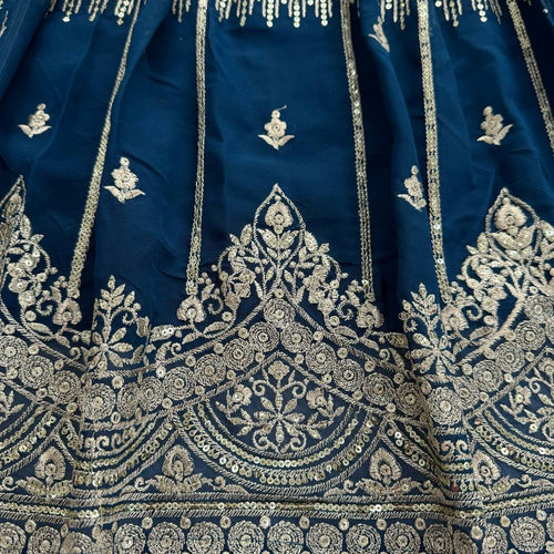 Blue Color Sequence Work Wedding Wear Georgette Lehenga Choli