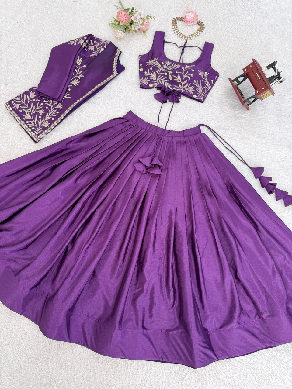 Purple Color Designer Party Wear Lehenga Choli with Koti