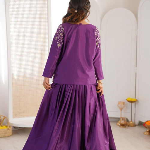 Purple Color Designer Party Wear Lehenga Choli with Koti
