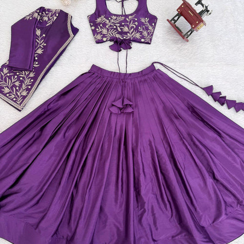 Purple Color Designer Party Wear Lehenga Choli with Koti