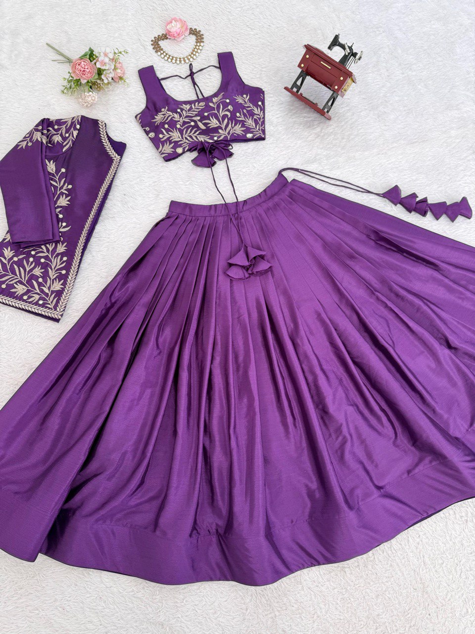 Purple Color Designer Party Wear Lehenga Choli with Koti