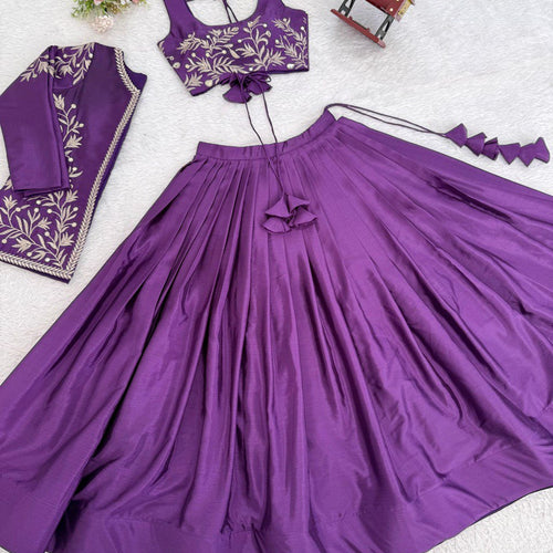 Purple Color Designer Party Wear Lehenga Choli with Koti