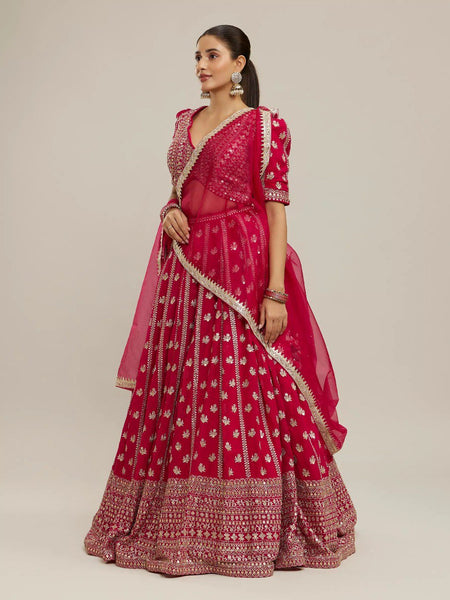 Red Wedding & Party Wear Designer Sequence Embroidery Work Georgette Lehenga Choli