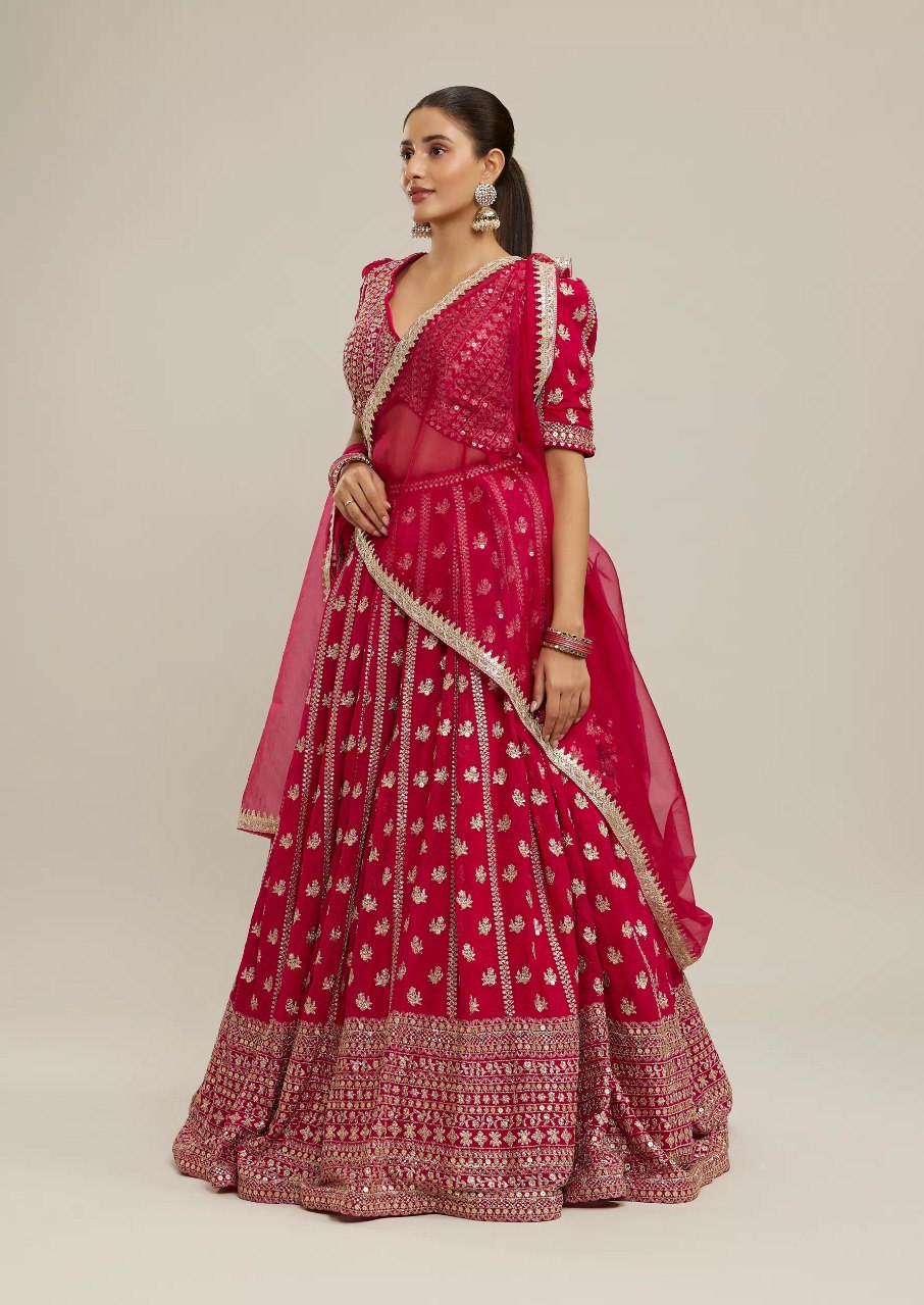 Red Wedding & Party Wear Designer Sequence Embroidery Work Georgette Lehenga Choli
