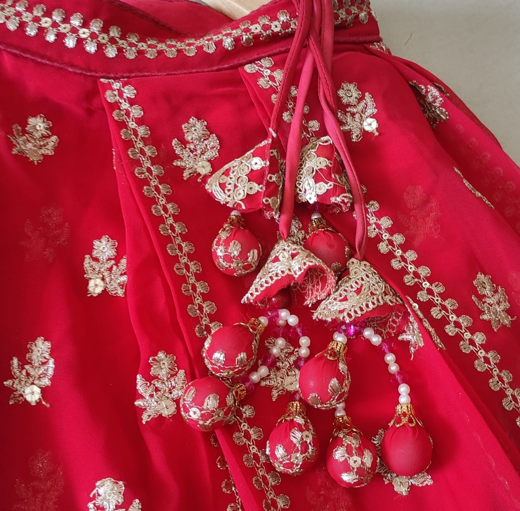 Red Wedding & Party Wear Designer Sequence Embroidery Work Georgette Lehenga Choli