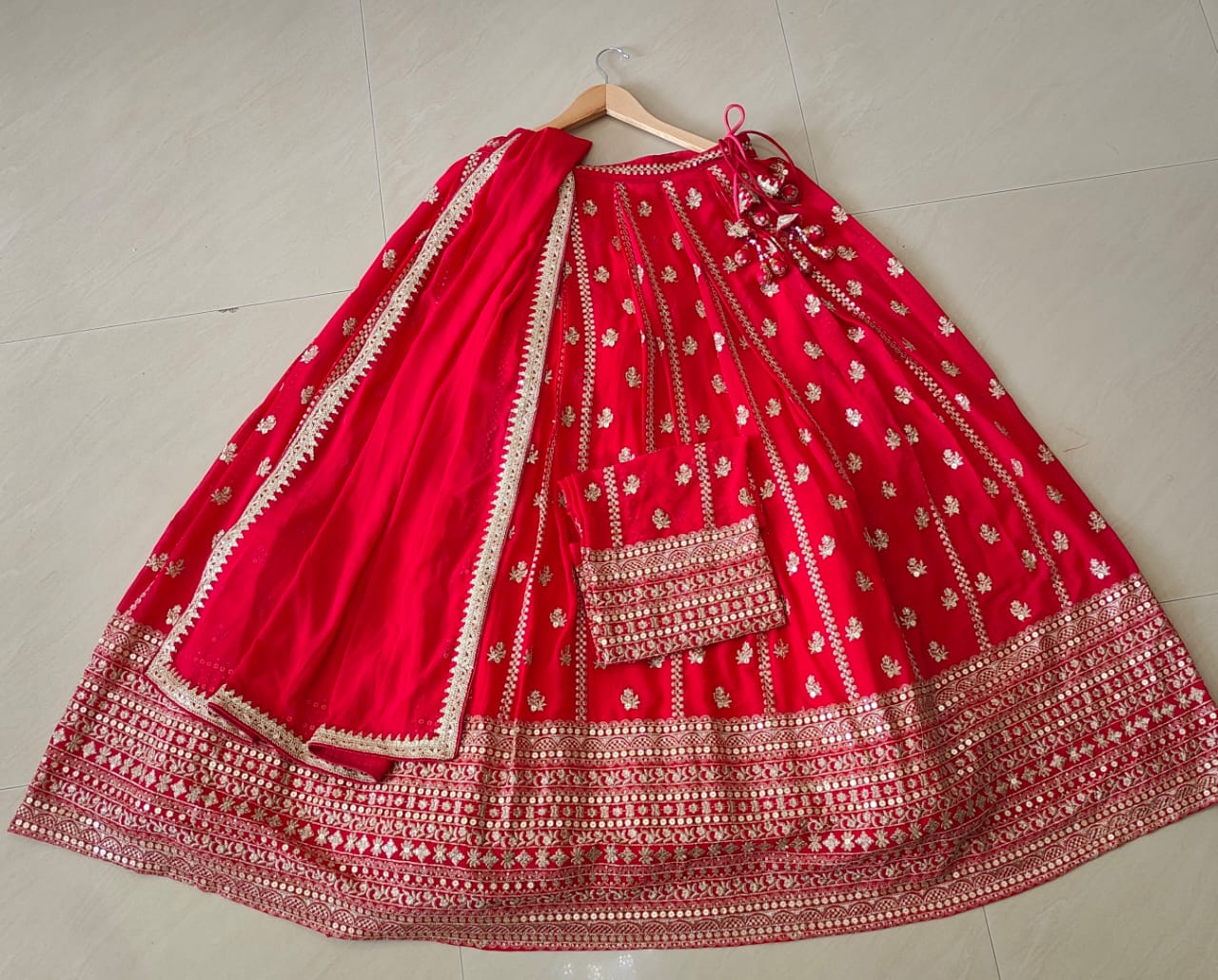 Red Wedding & Party Wear Designer Sequence Embroidery Work Georgette Lehenga Choli