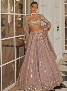 Pink Color Embroidery Work Wedding Wear Lehenga Choli