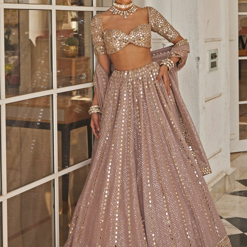 Pink Color Embroidery Work Wedding Wear Lehenga Choli