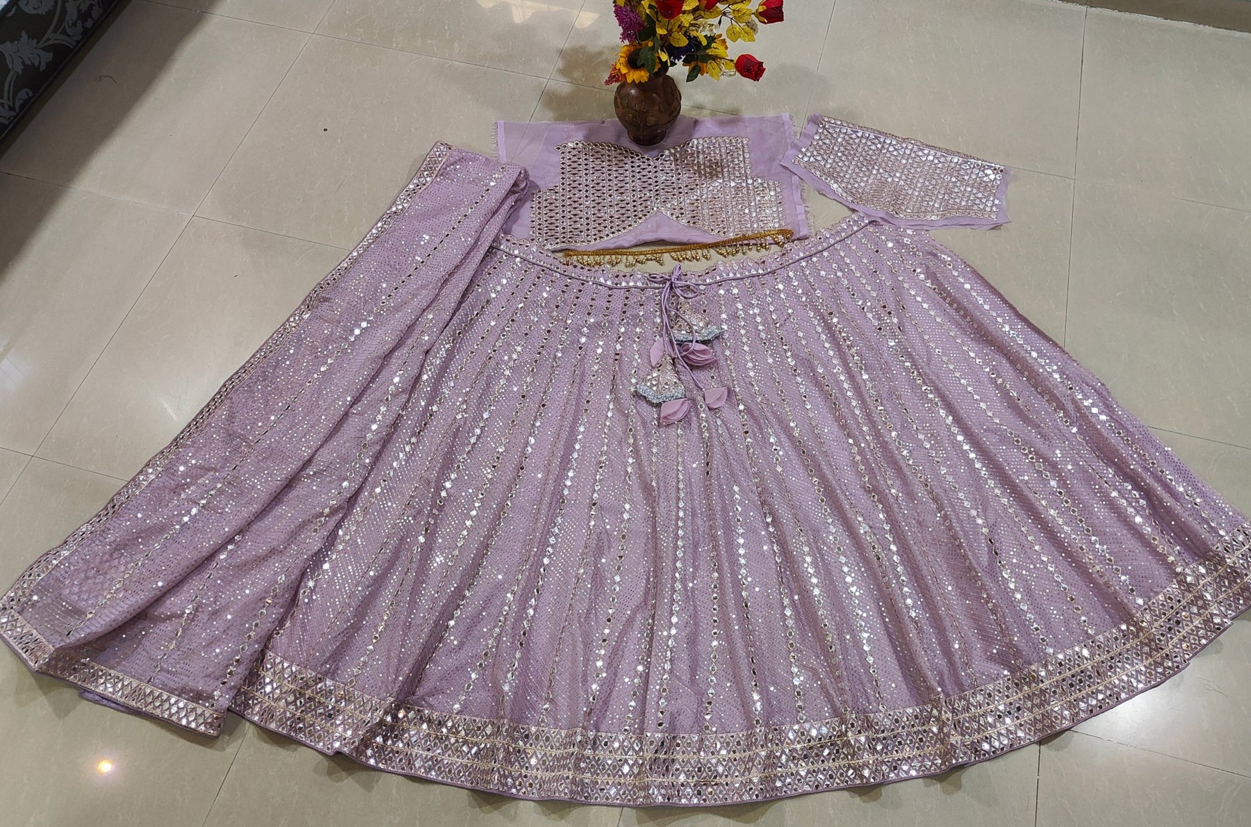 Pink Color Embroidery Work Wedding Wear Lehenga Choli