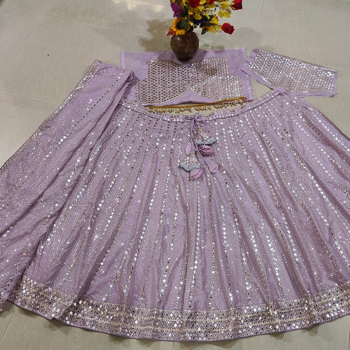 Pink Color Embroidery Work Wedding Wear Lehenga Choli