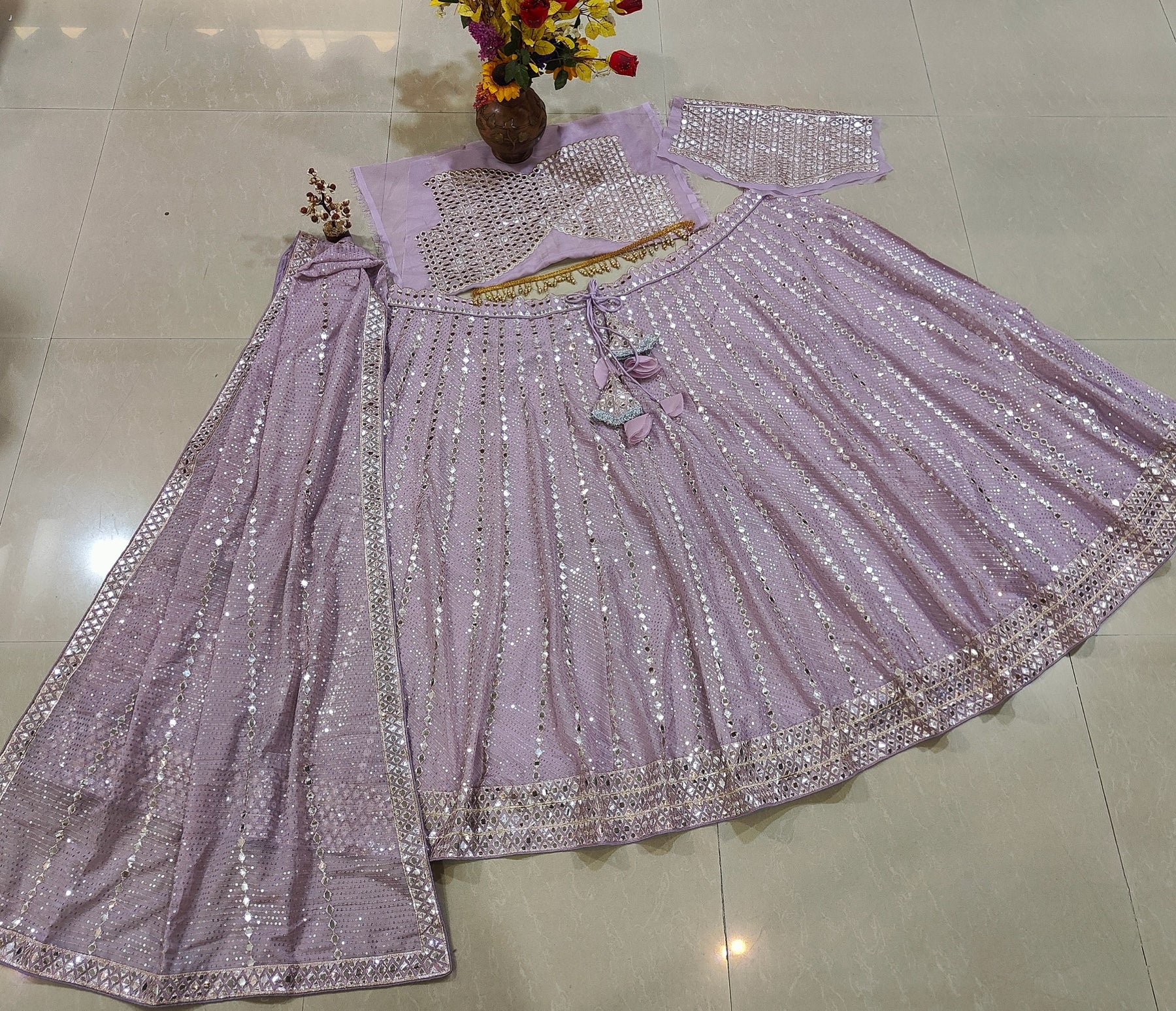 Pink Color Embroidery Work Wedding Wear Lehenga Choli