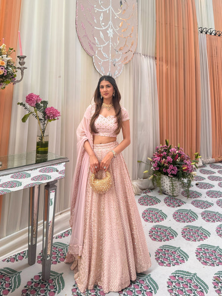 Pink Color Heavy Sequence Work Georgette Lehenga Choli