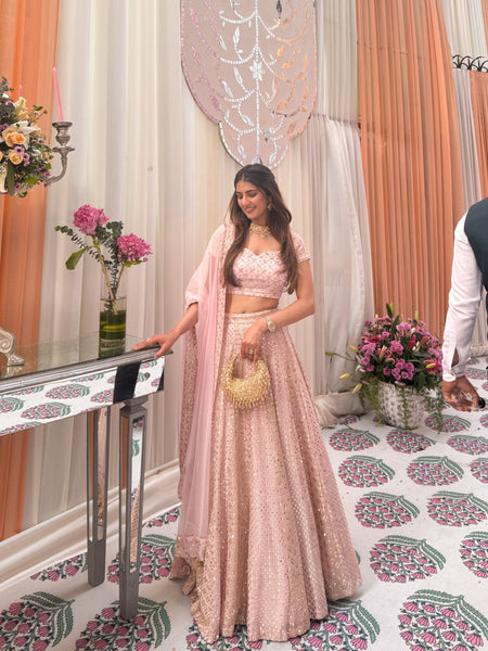 Pink Color Heavy Sequence Work Georgette Lehenga Choli