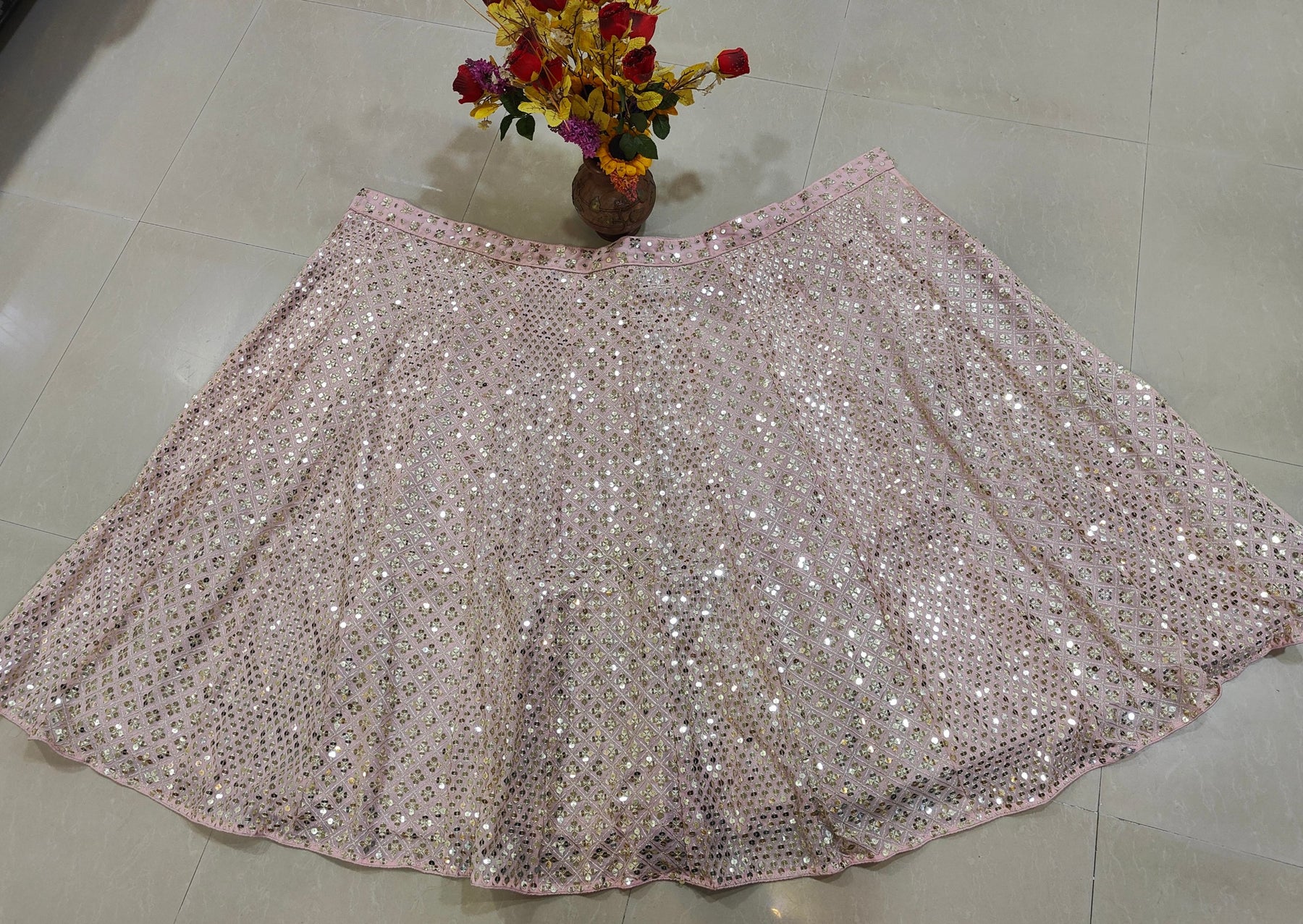 Pink Color Heavy Sequence Work Georgette Lehenga Choli