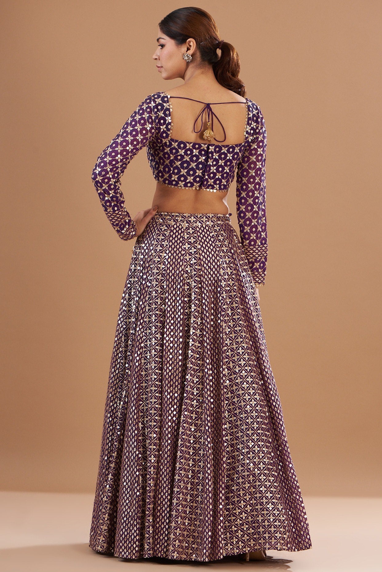 Wine Color Heavy Sequence Work Georgette Lehenga Choli