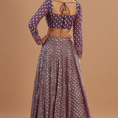 Wine Color Heavy Sequence Work Georgette Lehenga Choli