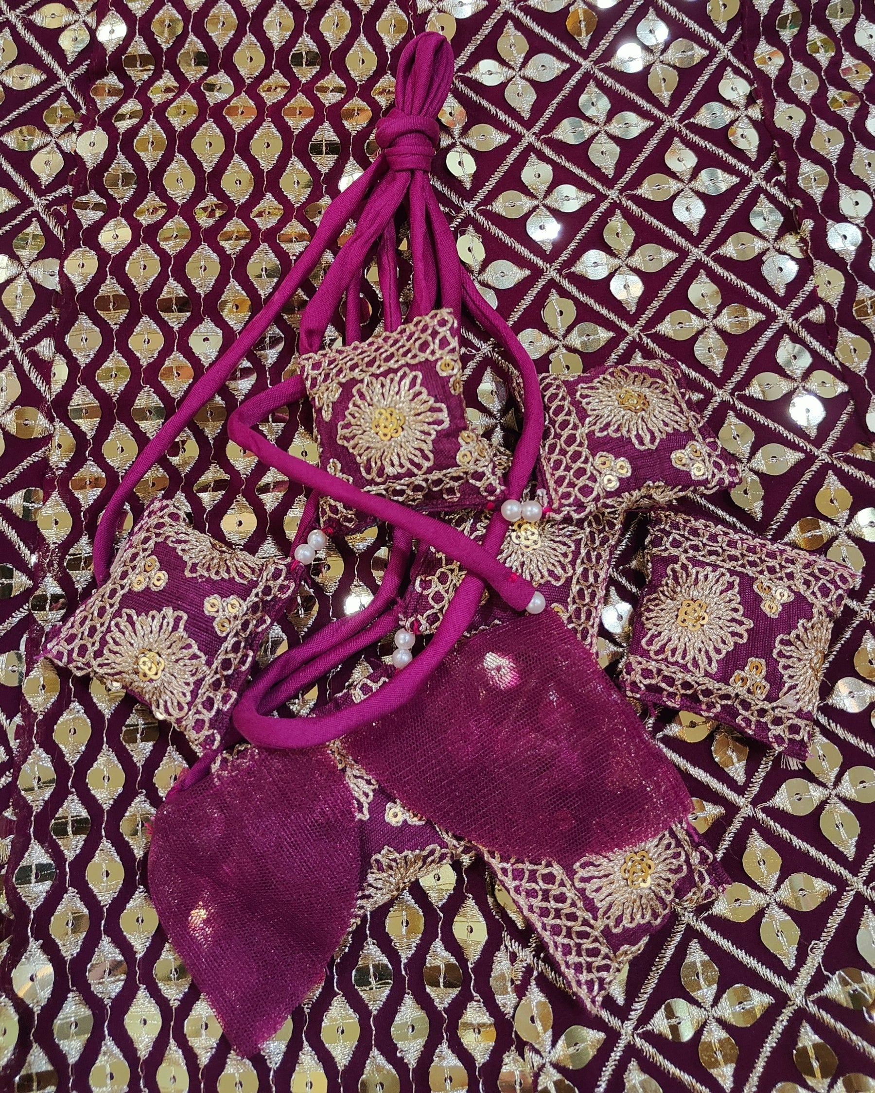 Wine Color Heavy Sequence Work Georgette Lehenga Choli