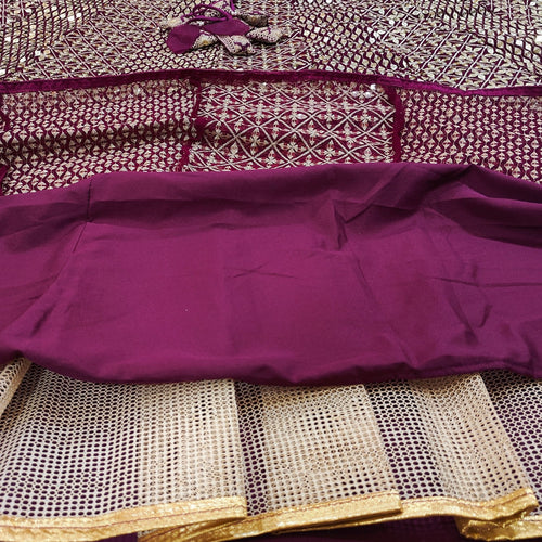 Wine Color Heavy Sequence Work Georgette Lehenga Choli