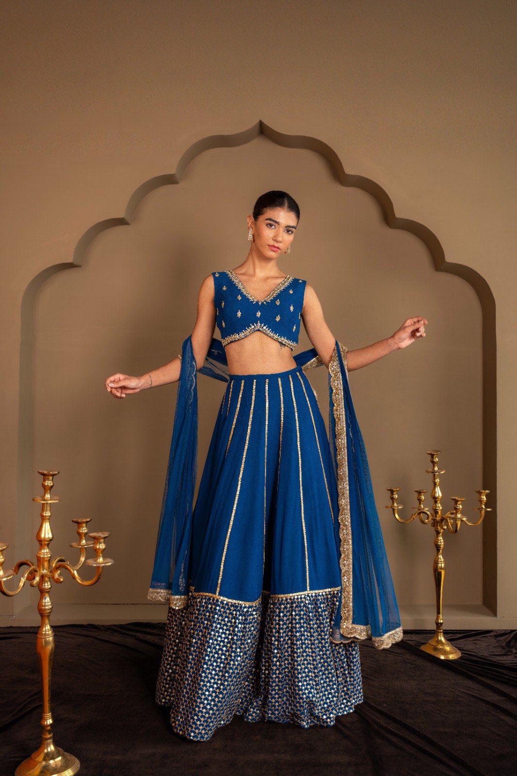 Royal Blue Color Party Wear Georgette  Sequins with Zari Embroidery Work Lehenga Choli