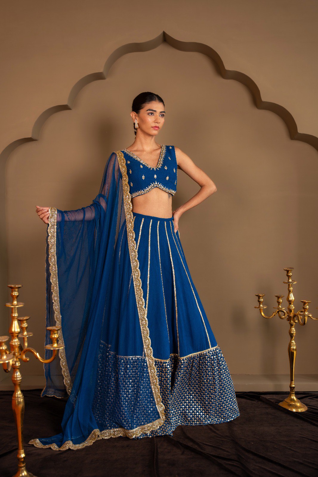 Royal Blue Color Party Wear Georgette  Sequins with Zari Embroidery Work Lehenga Choli