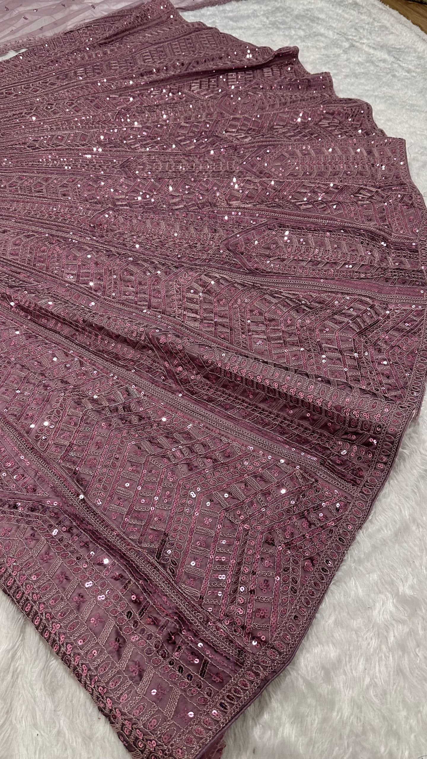 Luxury Rose Gold Embellished Bridal Lehenga Set for Women