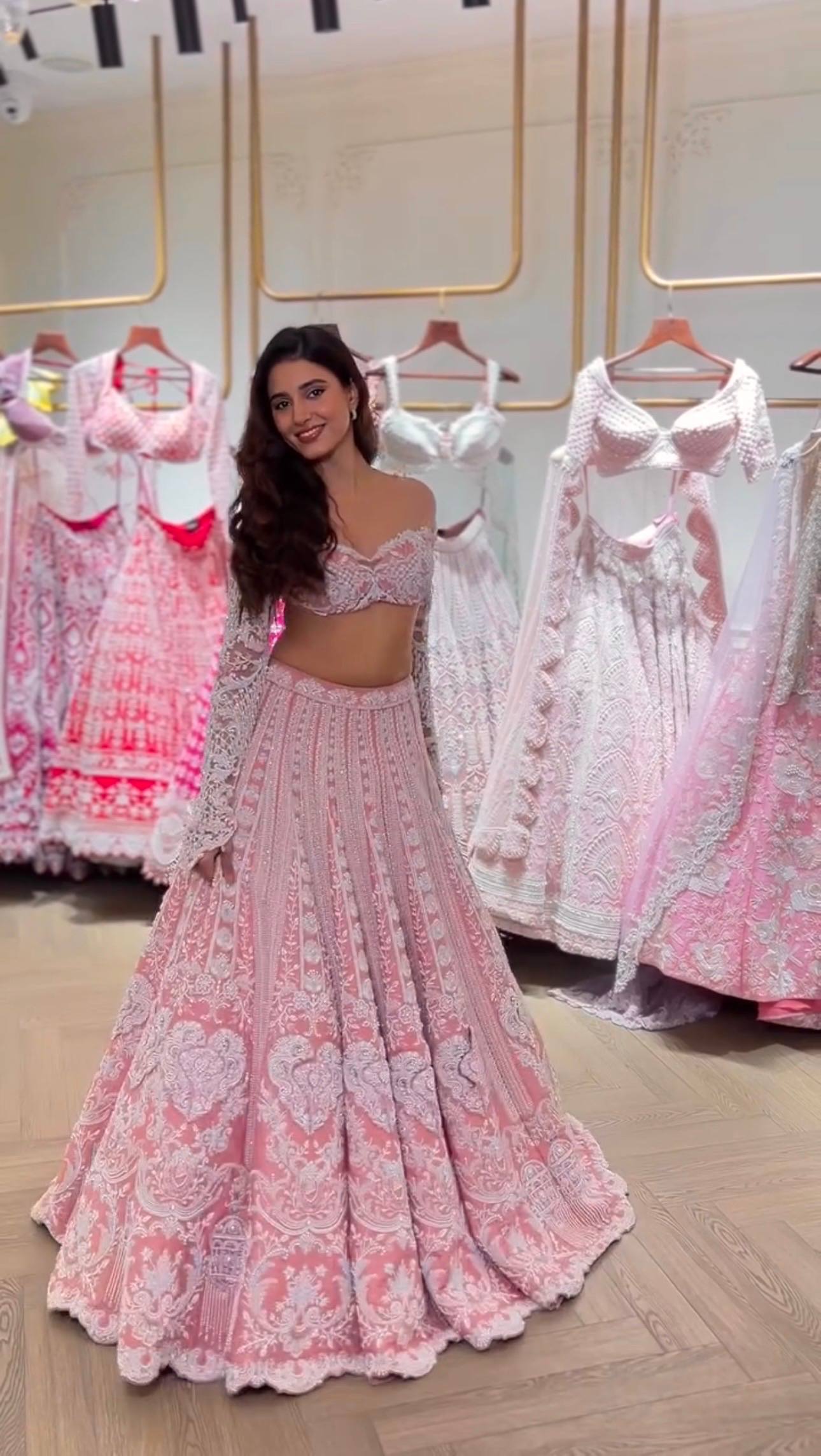 Pink Sequin Work Wedding Wear Designer Lehenga Choli