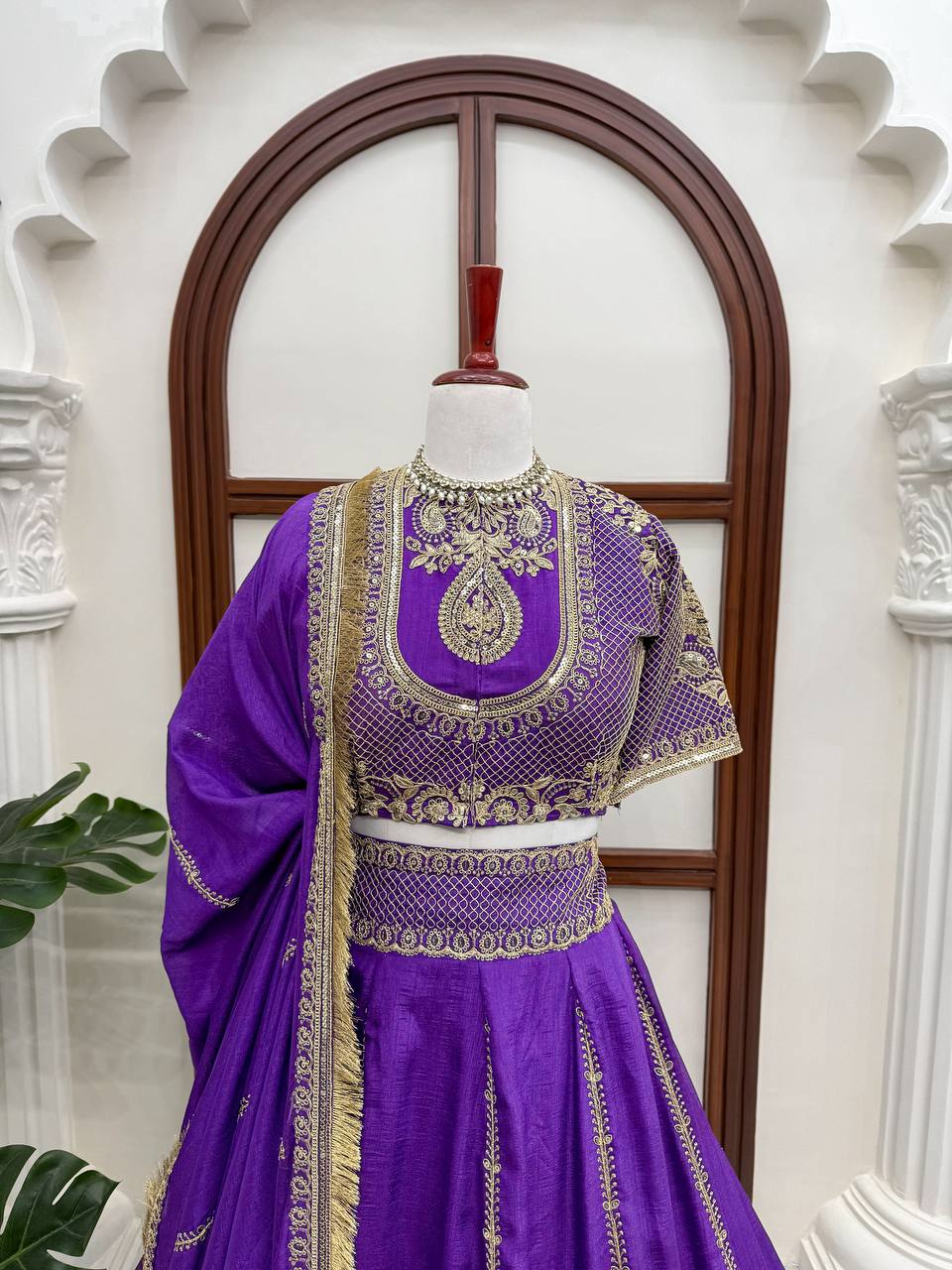 Purple Thread Sequin Wedding Lehenga Choli