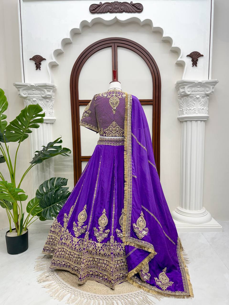 Purple Thread Sequin Wedding Lehenga Choli