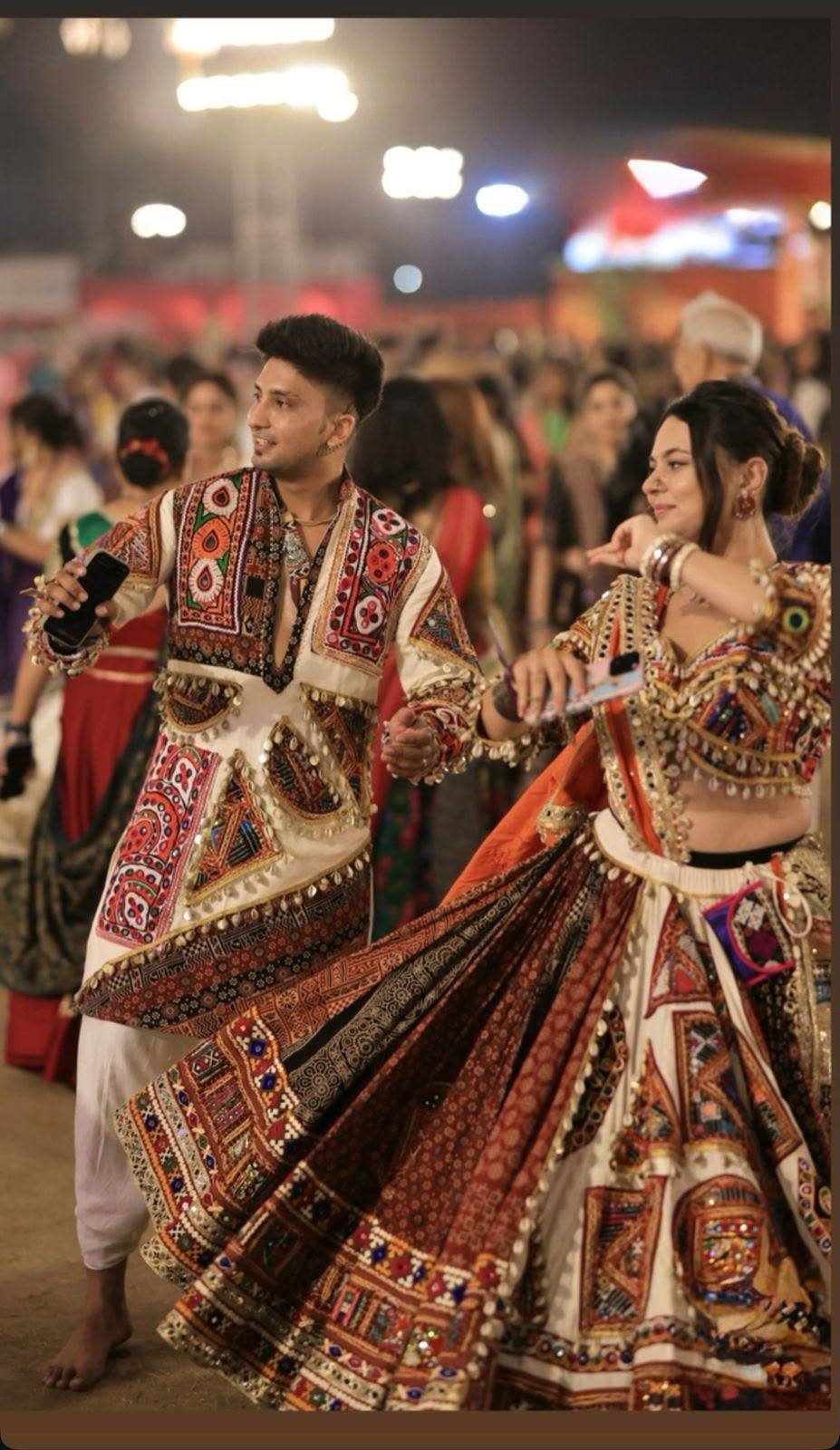 Multi Color Digital Printed with Real Mirror  Navratri Lehenga Choli