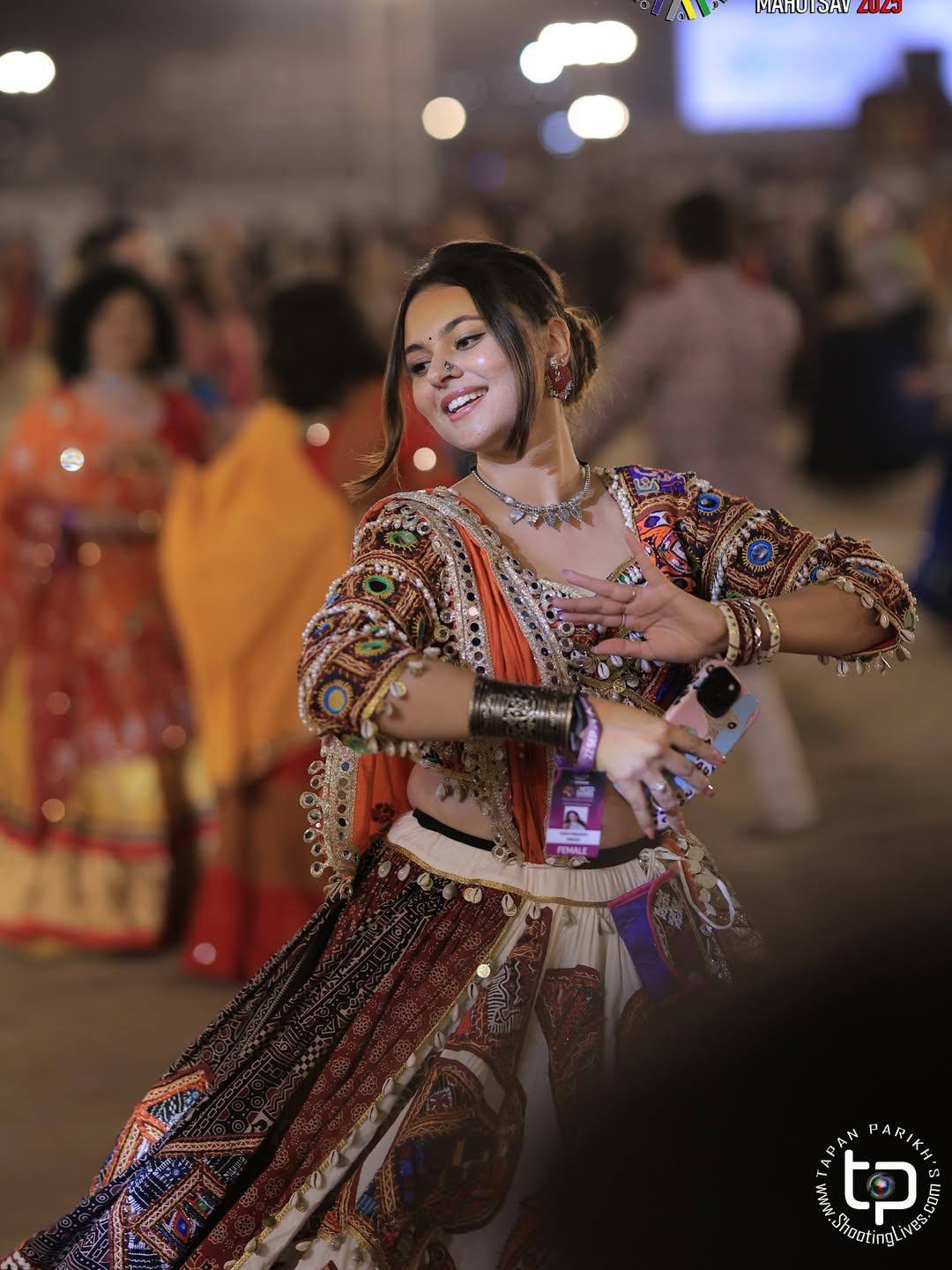 Multi Color Digital Printed with Real Mirror  Navratri Lehenga Choli