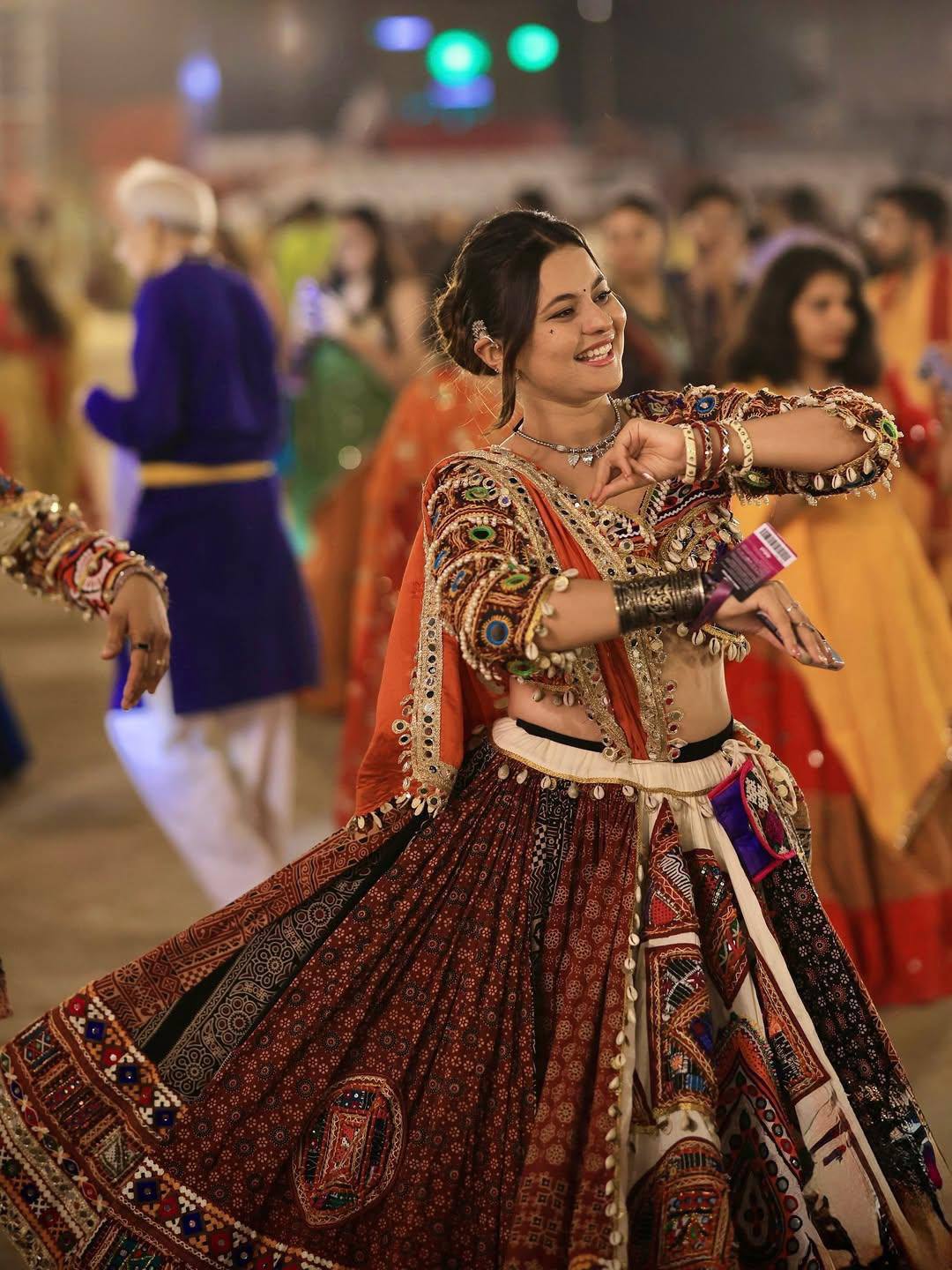 Multi Color Digital Printed with Real Mirror  Navratri Lehenga Choli