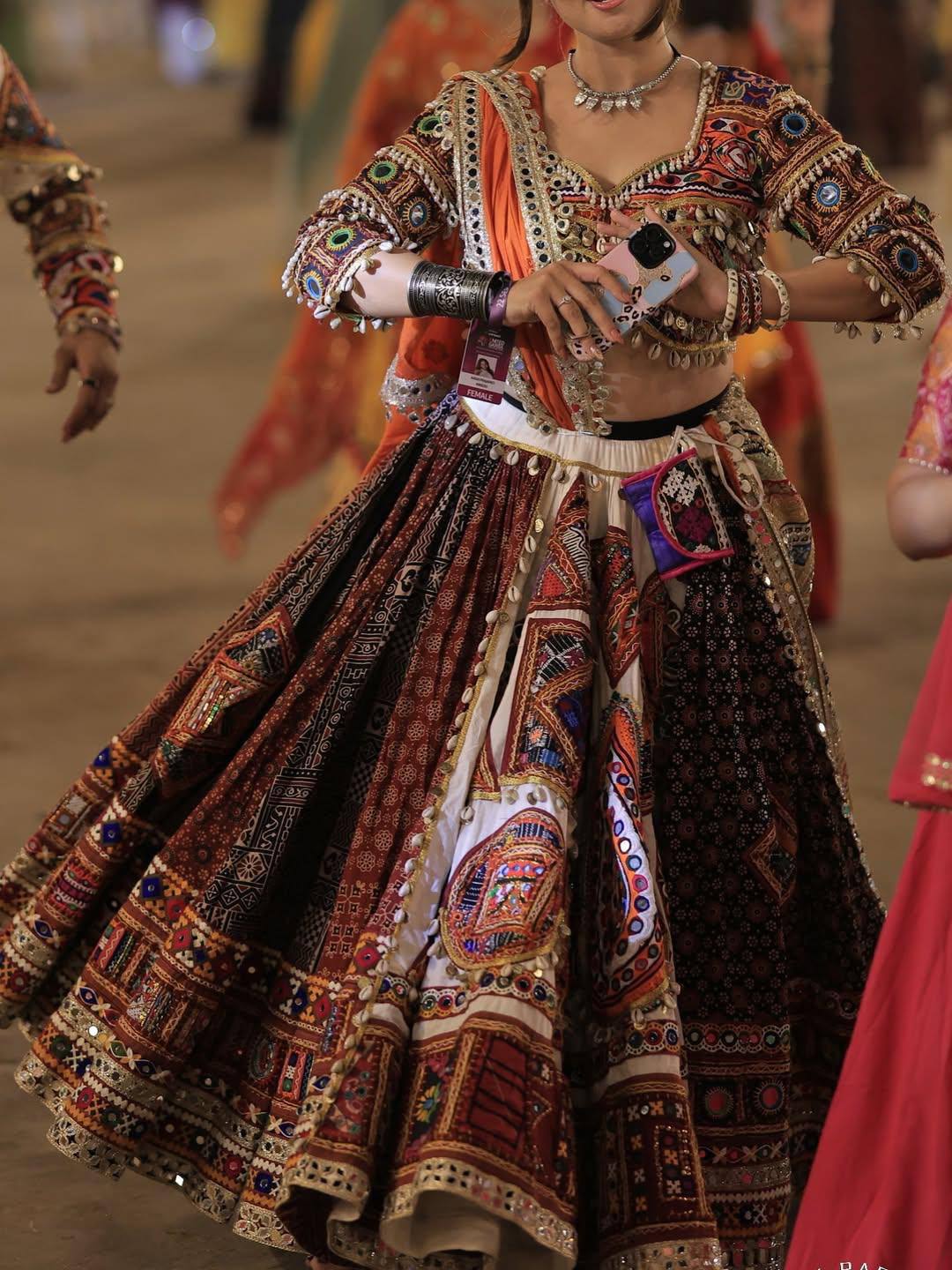 Multi Color Digital Printed with Real Mirror  Navratri Lehenga Choli