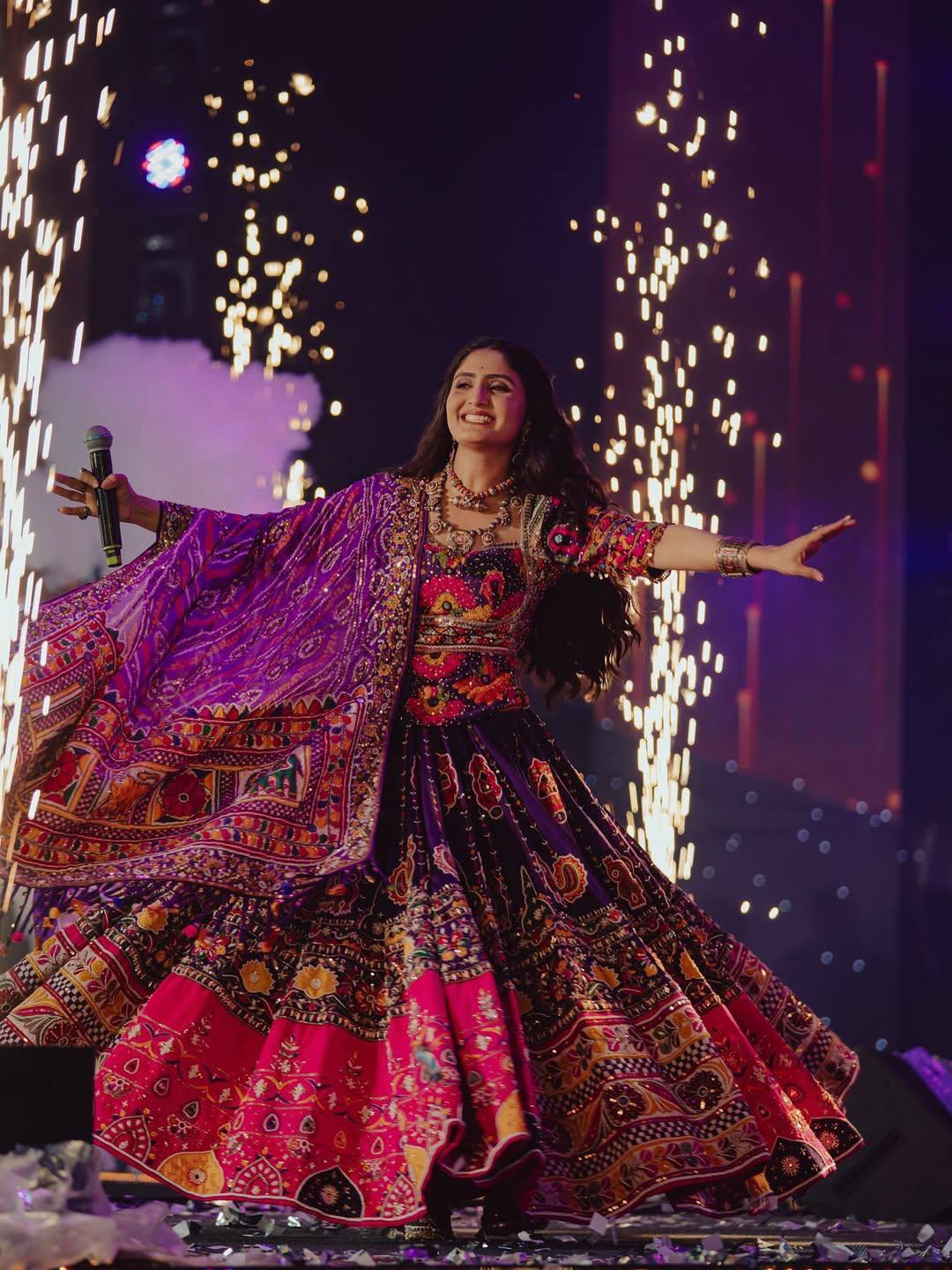 Purple Color Digital Printed with Real Mirror  Navratri Lehenga Choli