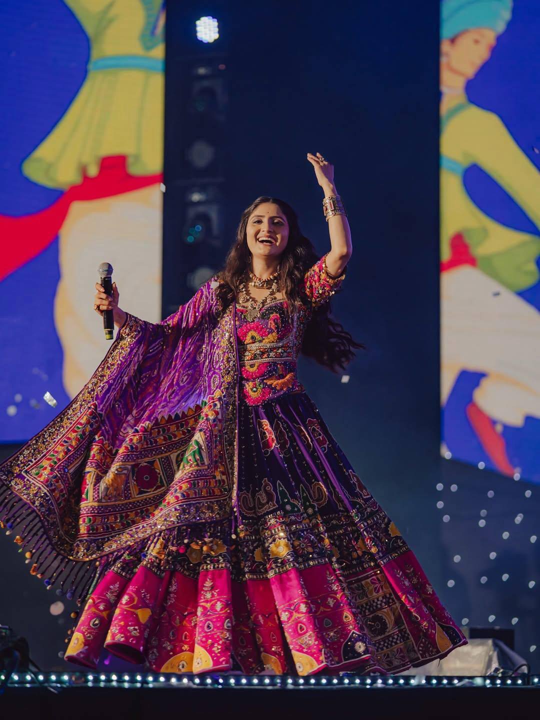 Purple Color Digital Printed with Real Mirror  Navratri Lehenga Choli