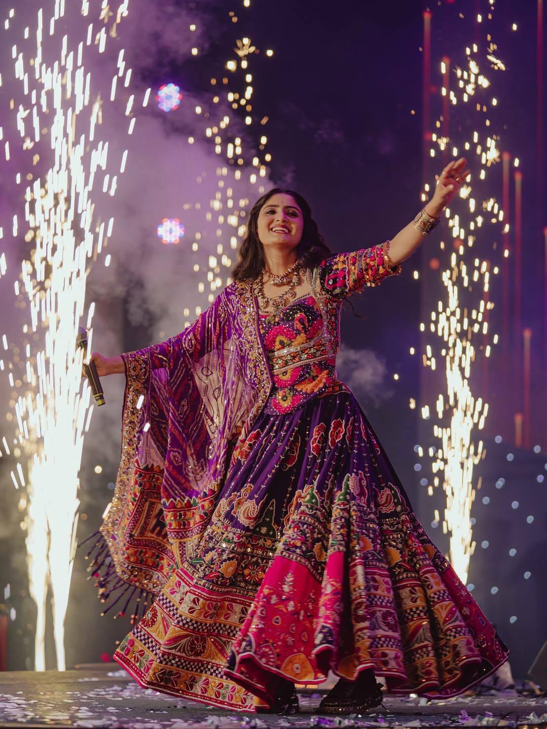 Purple Color Digital Printed with Real Mirror  Navratri Lehenga Choli