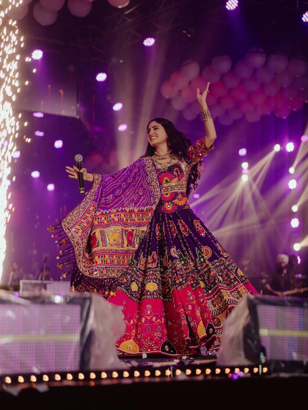 Purple Color Digital Printed with Real Mirror  Navratri Lehenga Choli