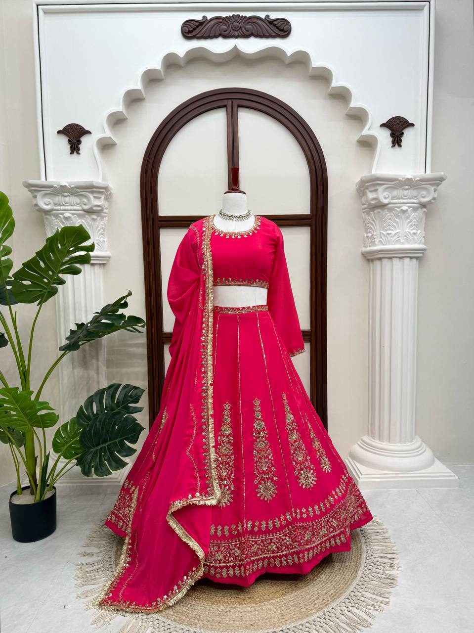 Pink Sequin Designer Wedding Lehenga Choli