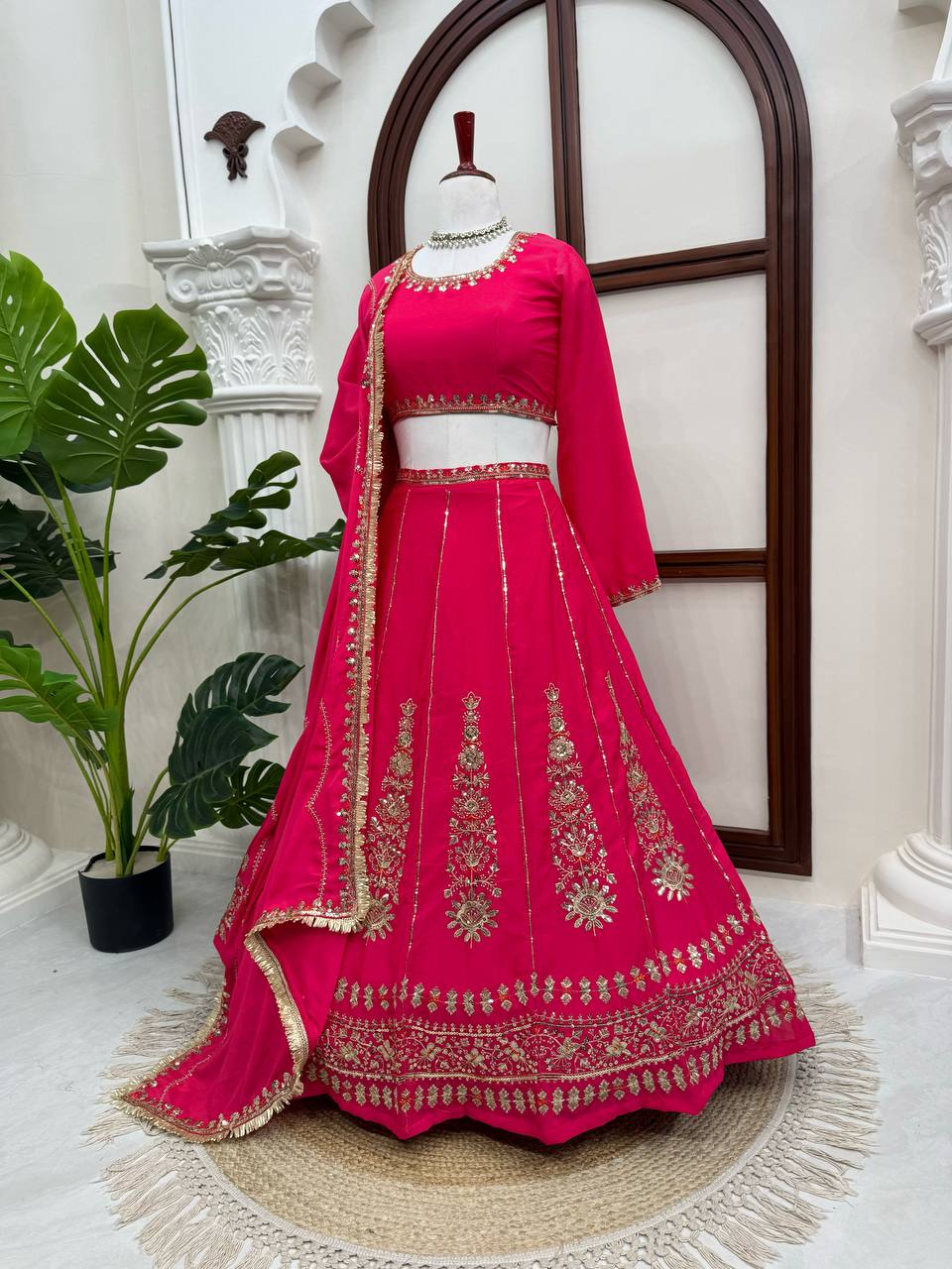 Pink Sequin Designer Wedding Lehenga Choli