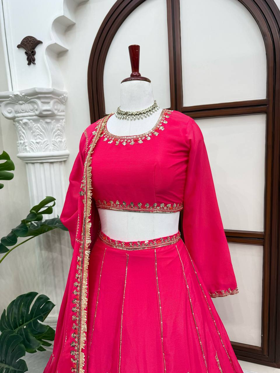 Pink Sequin Designer Wedding Lehenga Choli