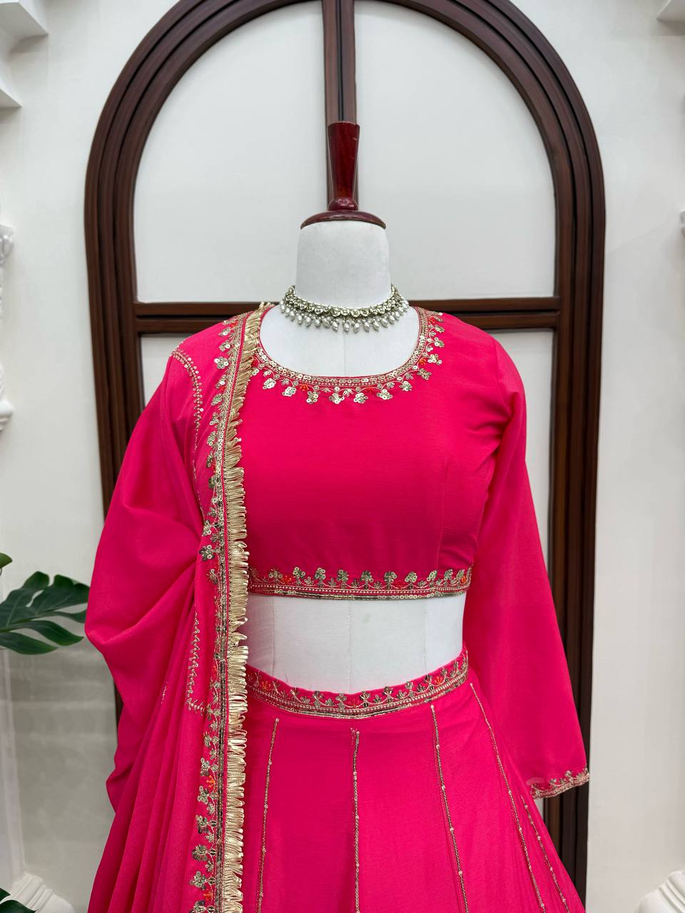 Pink Sequin Designer Wedding Lehenga Choli