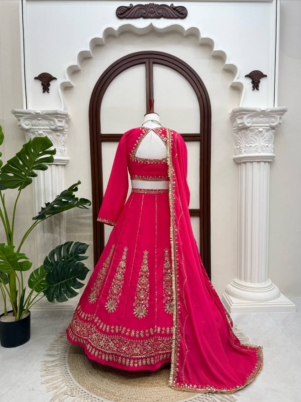 Pink Sequin Designer Wedding Lehenga Choli