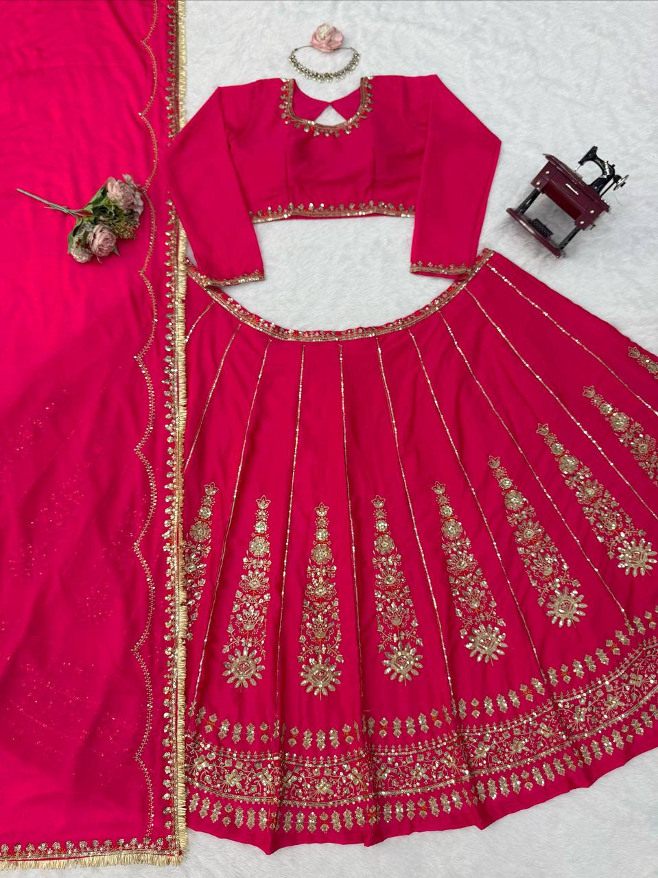 Pink Sequin Designer Wedding Lehenga Choli
