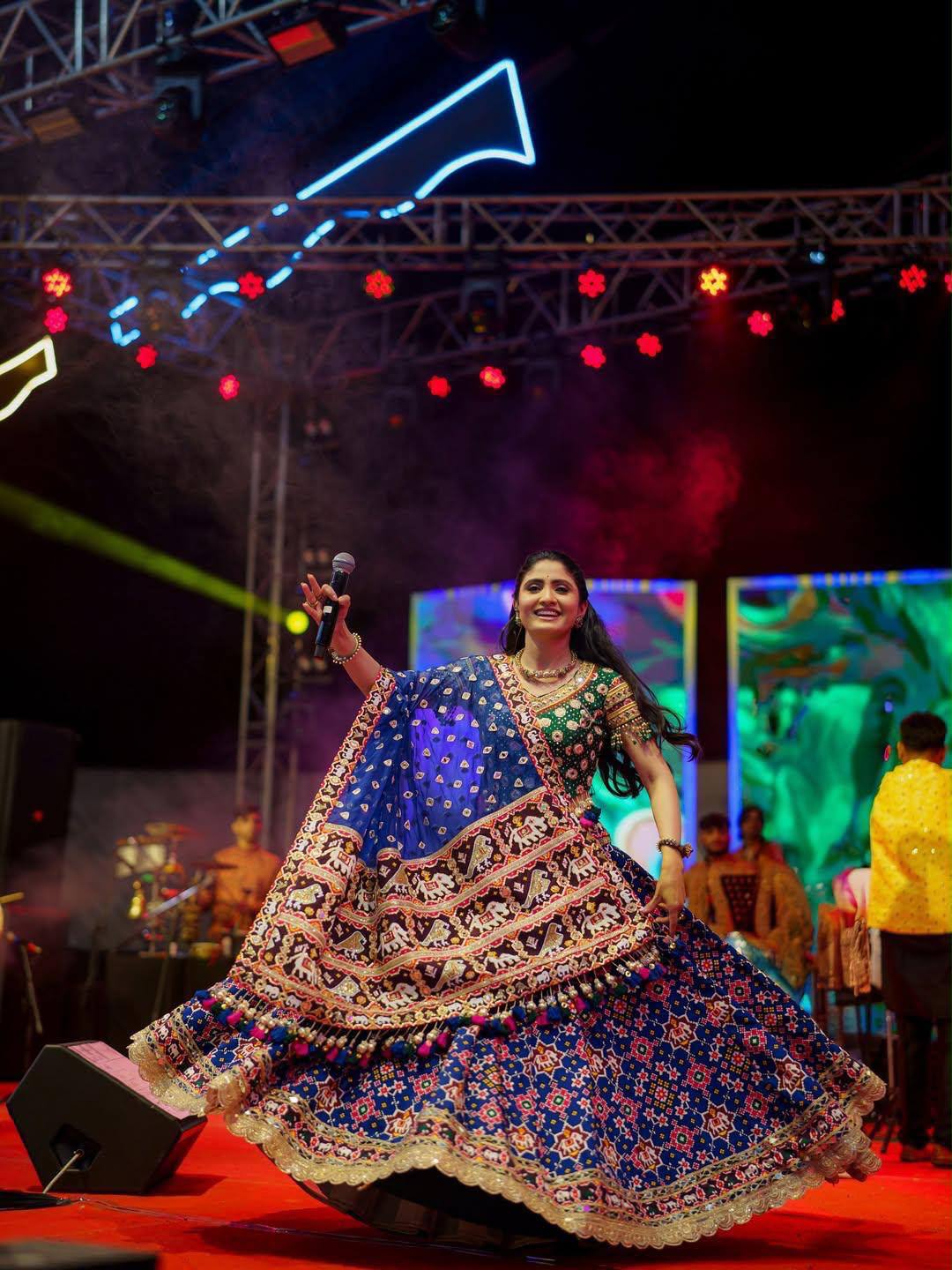 Blue Color Digital Printed with  Real Mirror  Navratri Lehenga Choli