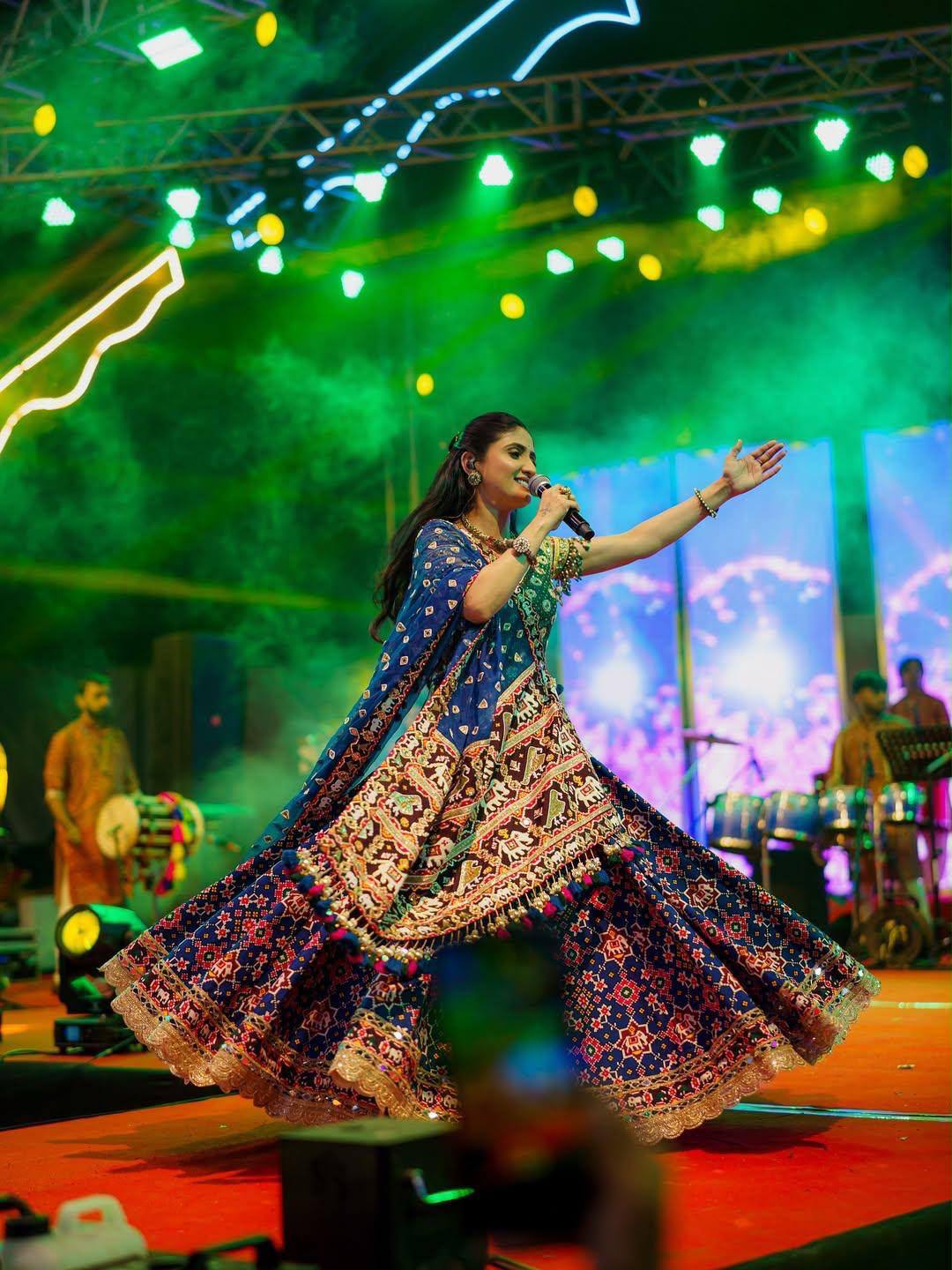 Blue Color Digital Printed with  Real Mirror  Navratri Lehenga Choli