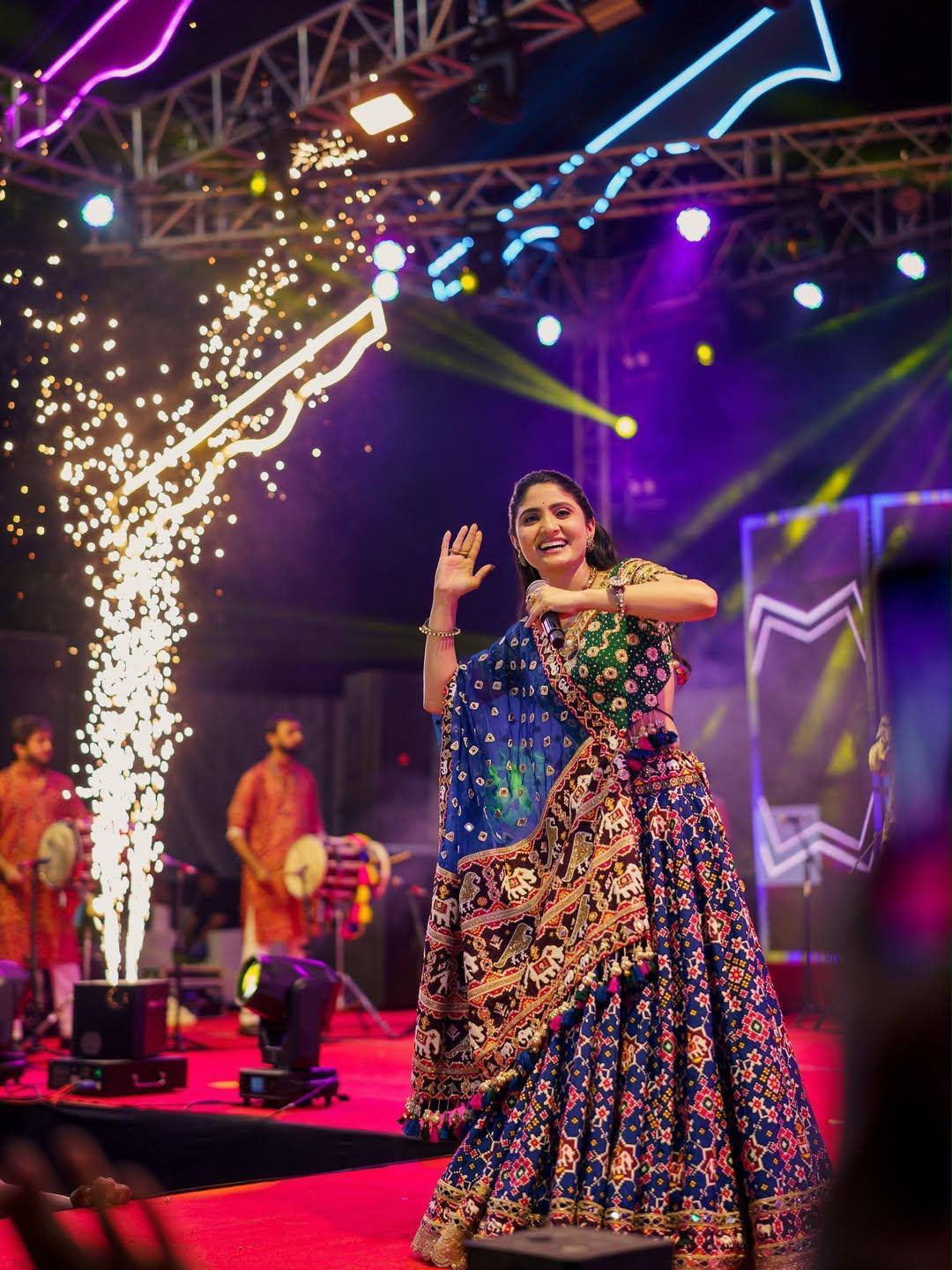Blue Color Digital Printed with  Real Mirror  Navratri Lehenga Choli