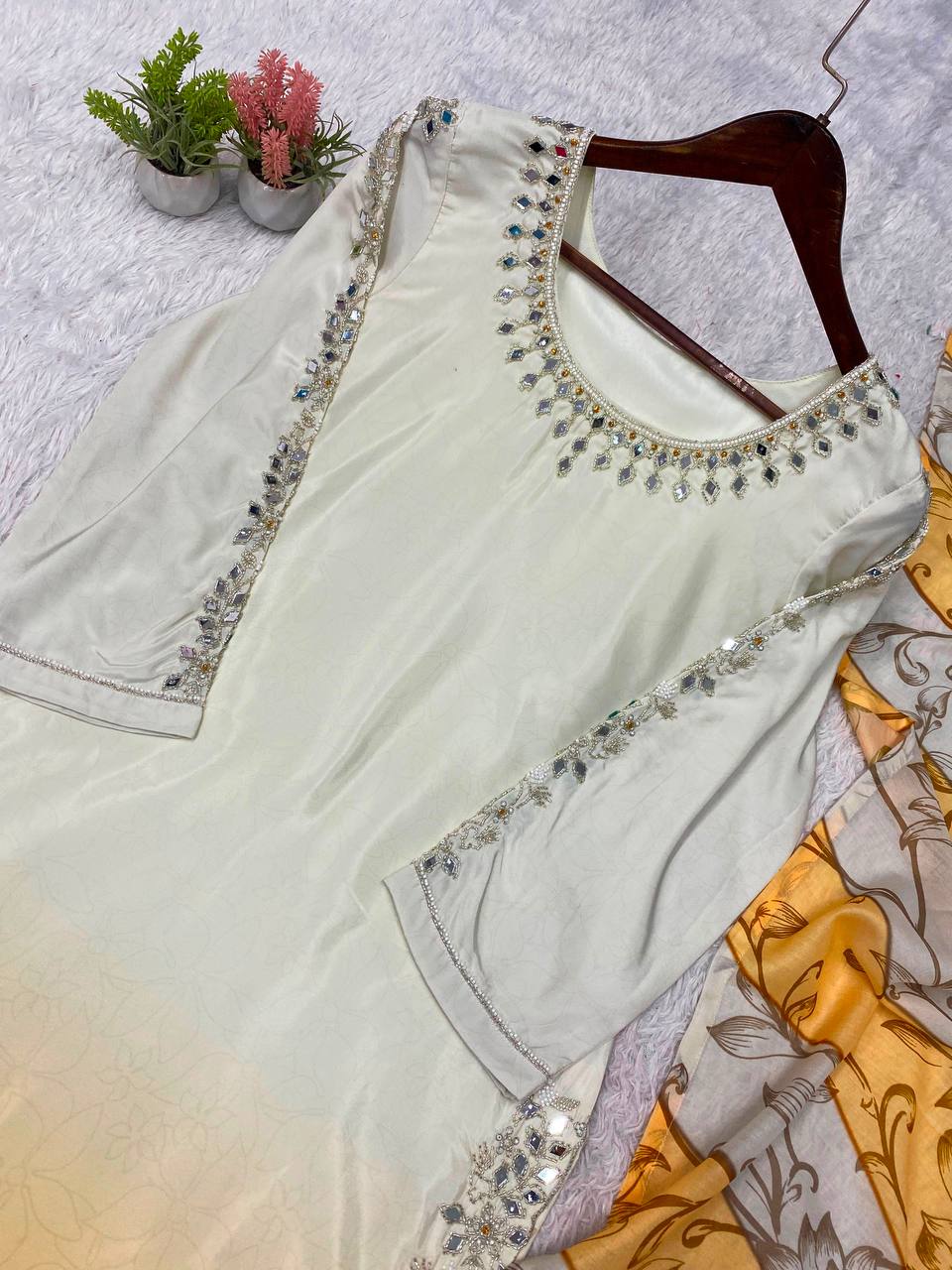 Lemon Ivory & Golden Yellow Ombre Embellished 3-Piece Suit