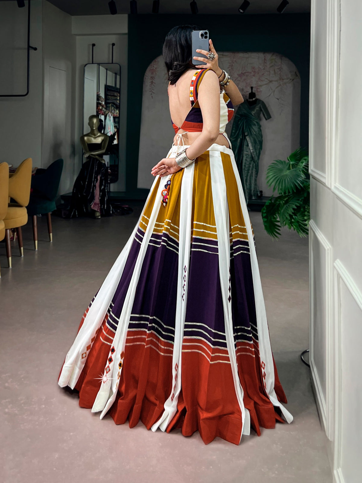 Multi Mirror Work Gota Patti Navratri Lehenga Choli