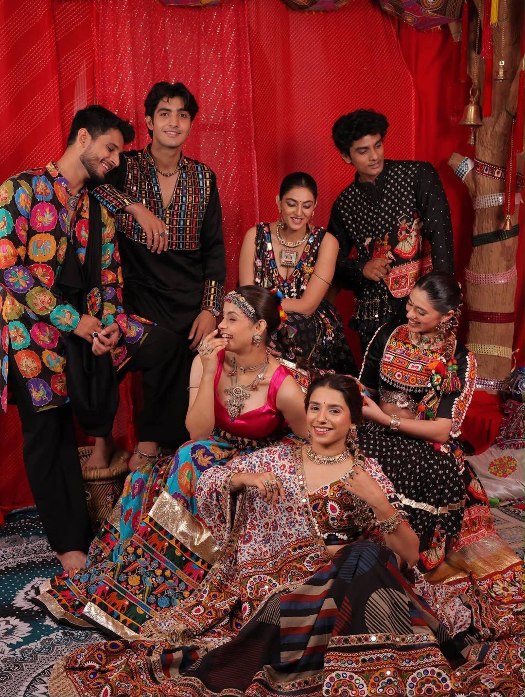 Multi Mirror Work Muslin Navratri Lehenga Choli.